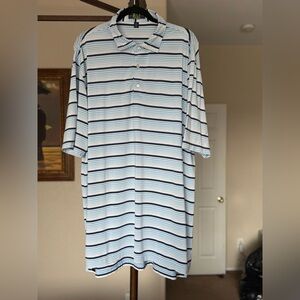 Peter Millar Blue and White Striped Polo Shirt